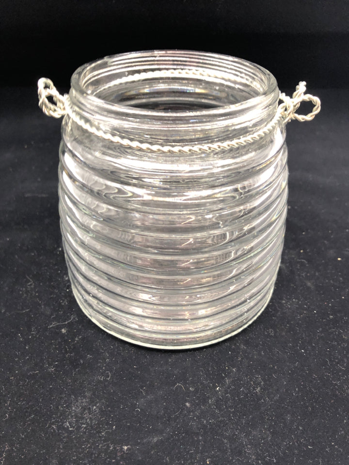 GLASS RIBBED LANTERN.