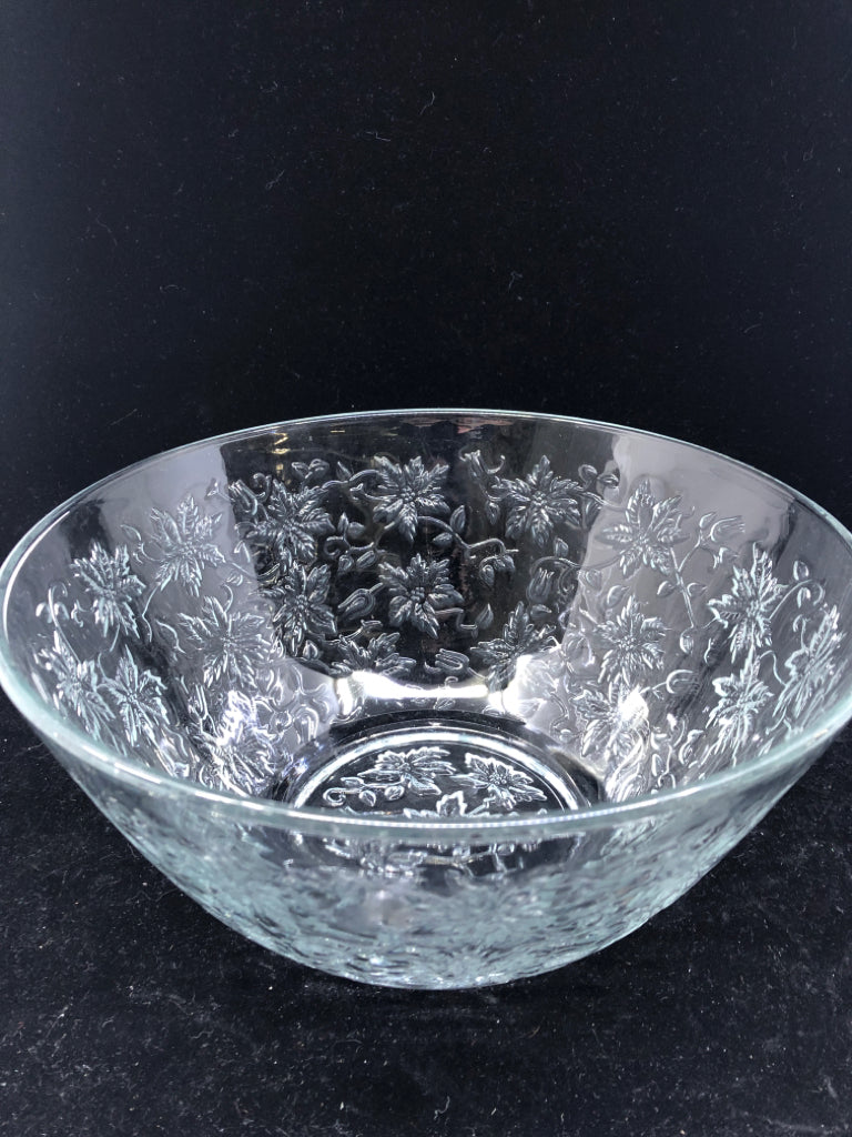 GLASS FANTASIA CRYSTAL FLORAL BOWL.