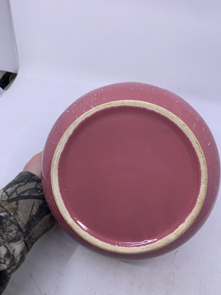 PINK CERAMIC HEAVY W/ WHITE SPECKLES BOWL.