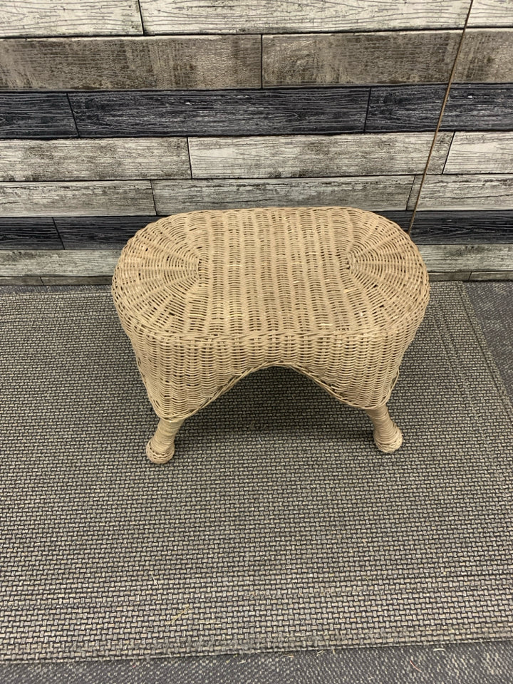 LIGHT BROWN WICKER STOOL/ OTTOMAN.