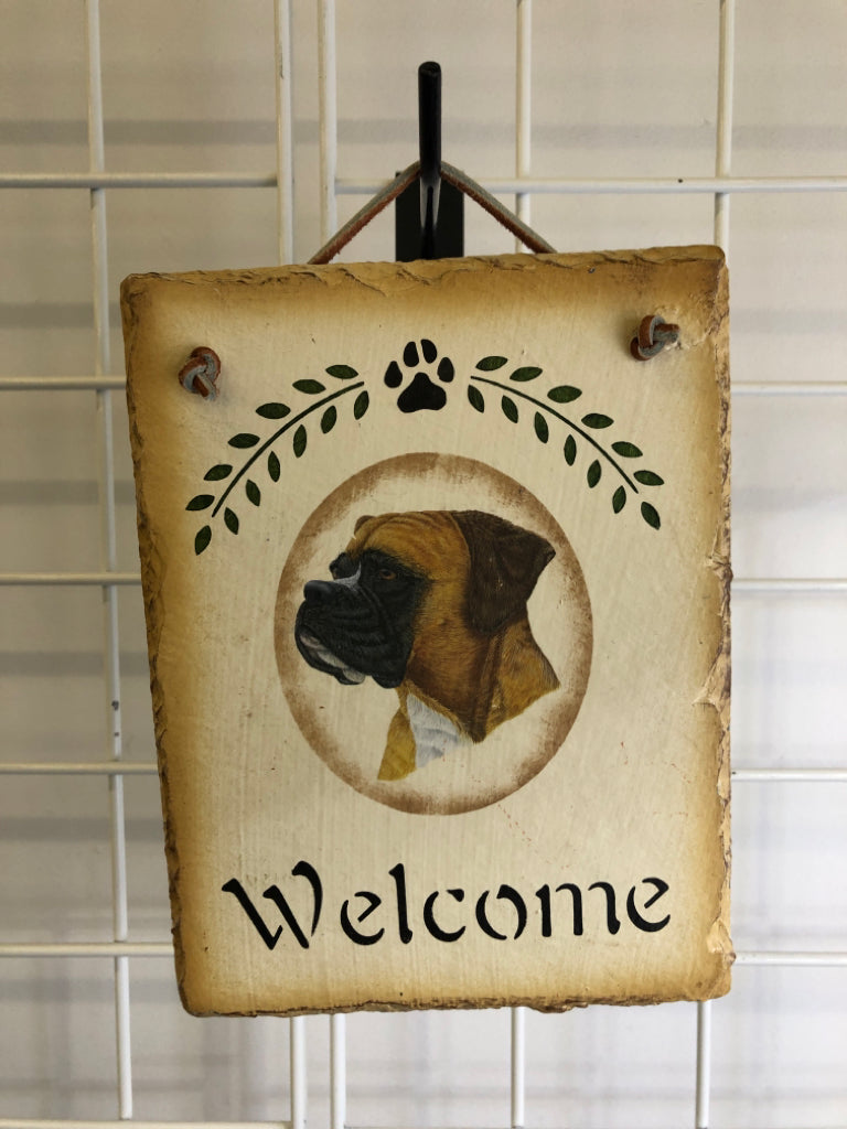 BOXER PAINTED STONE SLATE WALL ART.