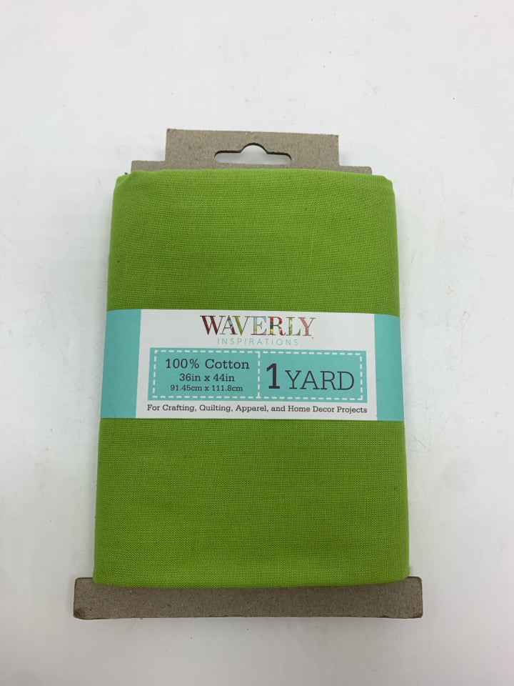 NWT GREEN COTTON FABRIC 1 YARD.
