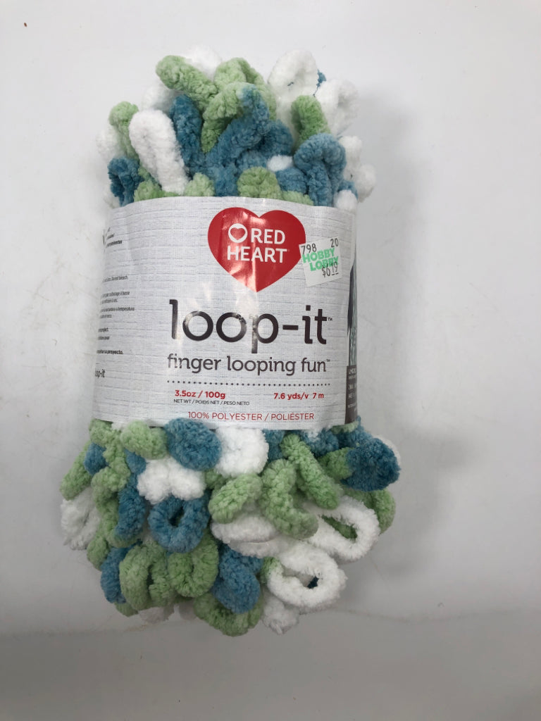NIP LOOP-IT GREEN/BLUE YARN.