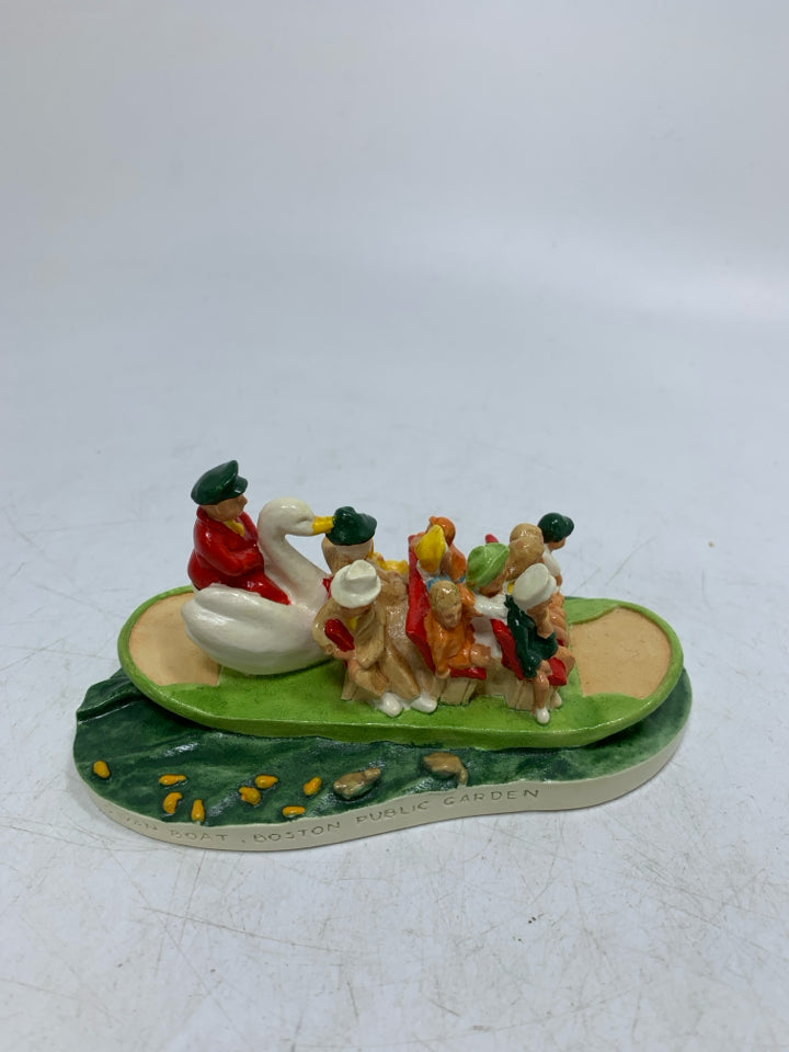 SEBASTIAN MINIATURES SWAN BOAT BOSTON PUBLIC GARDEN FIGURINE #6244.