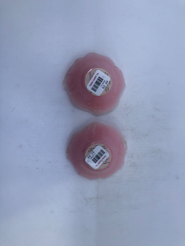 2 PINK ROSE CANDLES 3"