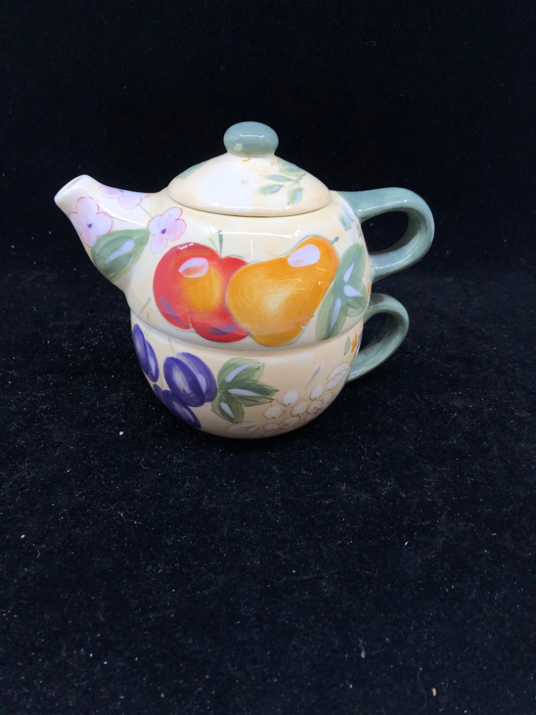 FRUIT TEAPOT & CUP - TEA FOR ONE.