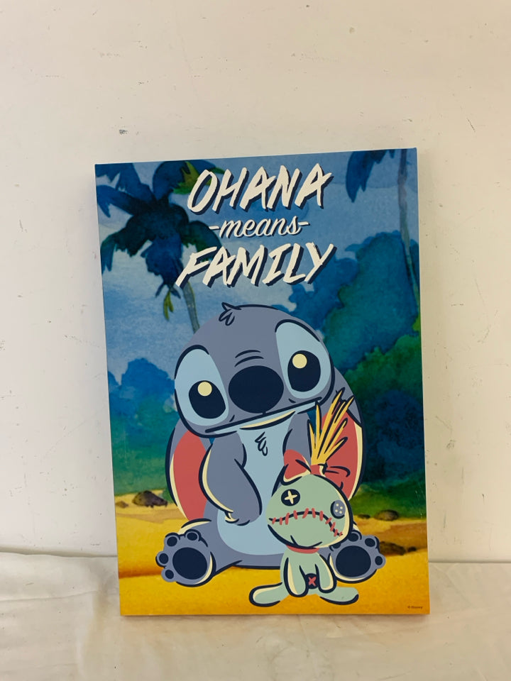 OHANA MEANS FAMILY STICH CANVAS WALL ART.