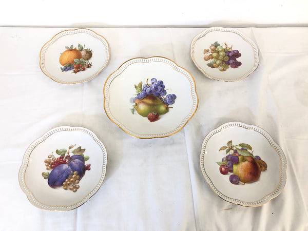 5PC SCHUMANN 4 LUNCH PLATES+ SERVER FRUIT DESIGN.