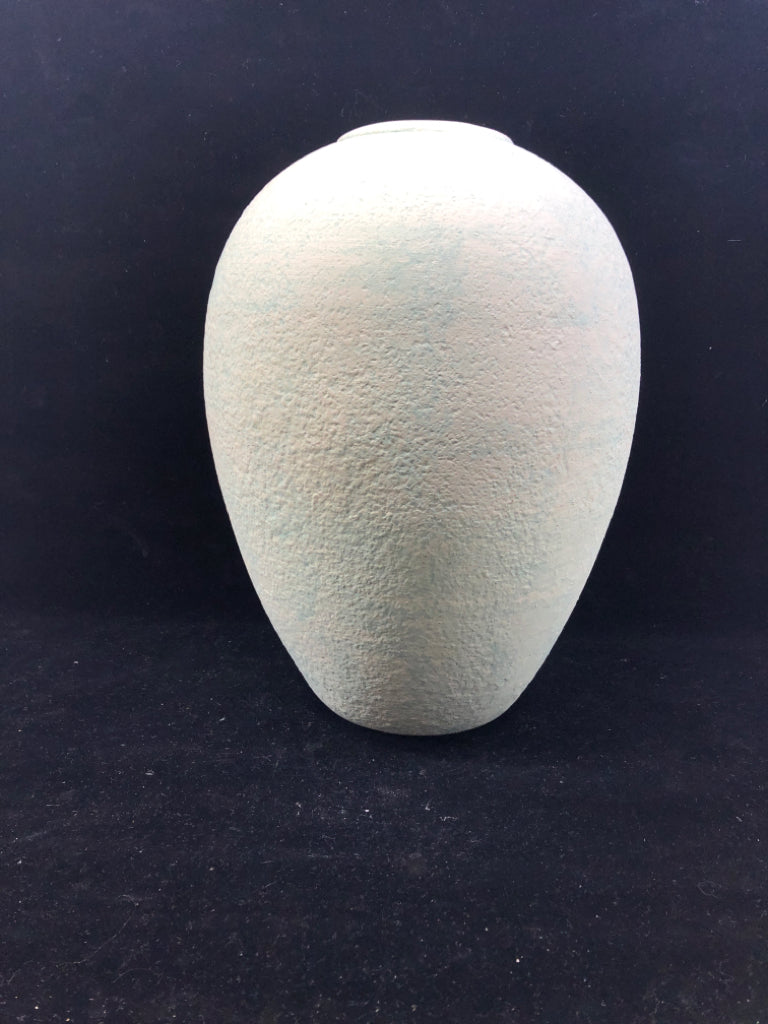 VTG WHITEWASHED TEAL VASE.