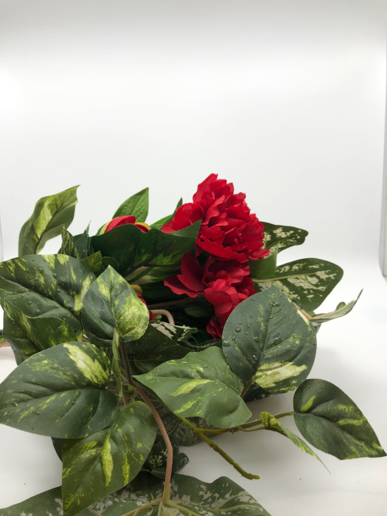 FAUX ROSE AND GREENERY BOUQUET.