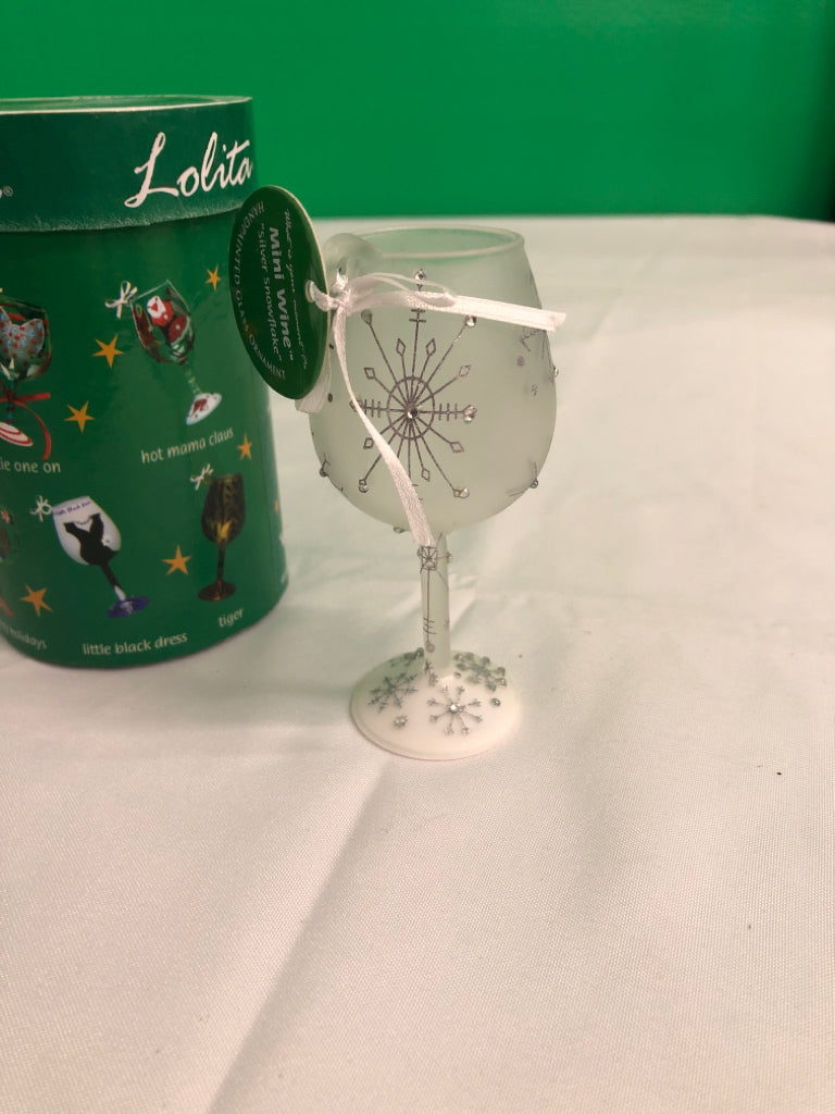 NIB LOLITA MINI WINE GLASS ORNAMENT.