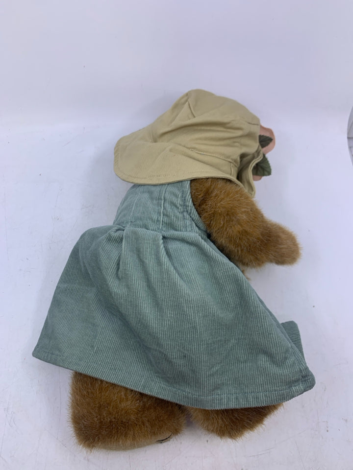 BROWN BEAR W/ BLUE DRESS TAN HAT BOYDS BEAR.