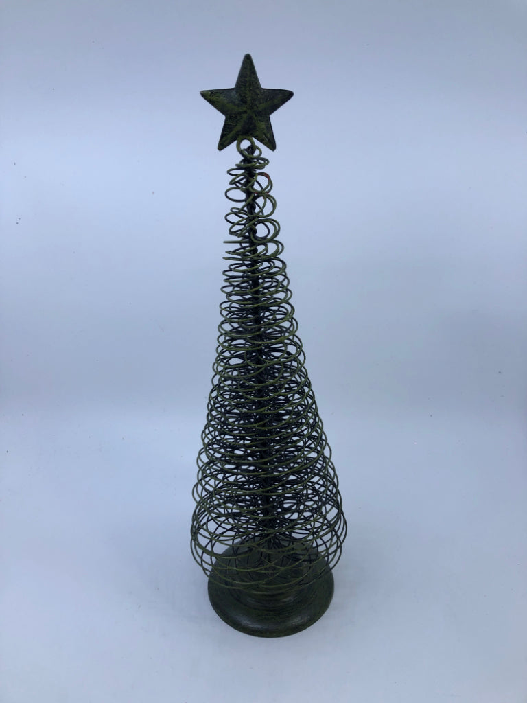 GREEN METAL CHRISTMAS TREE.
