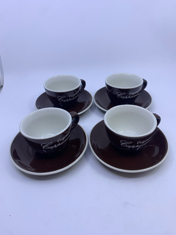 8PC ORIGINAL CAPPUCCINO MUG AND SAUCER SET- 4 CUPS, 4 SAUCERS.