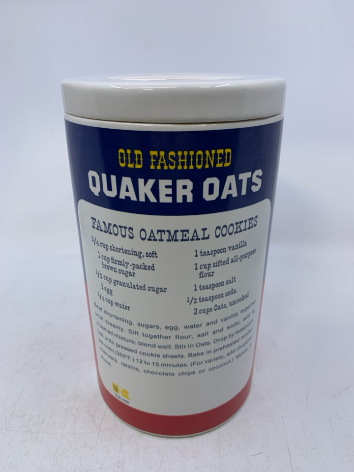 CERAMIC QUAKER OAT DECORATIVE CANISTER.