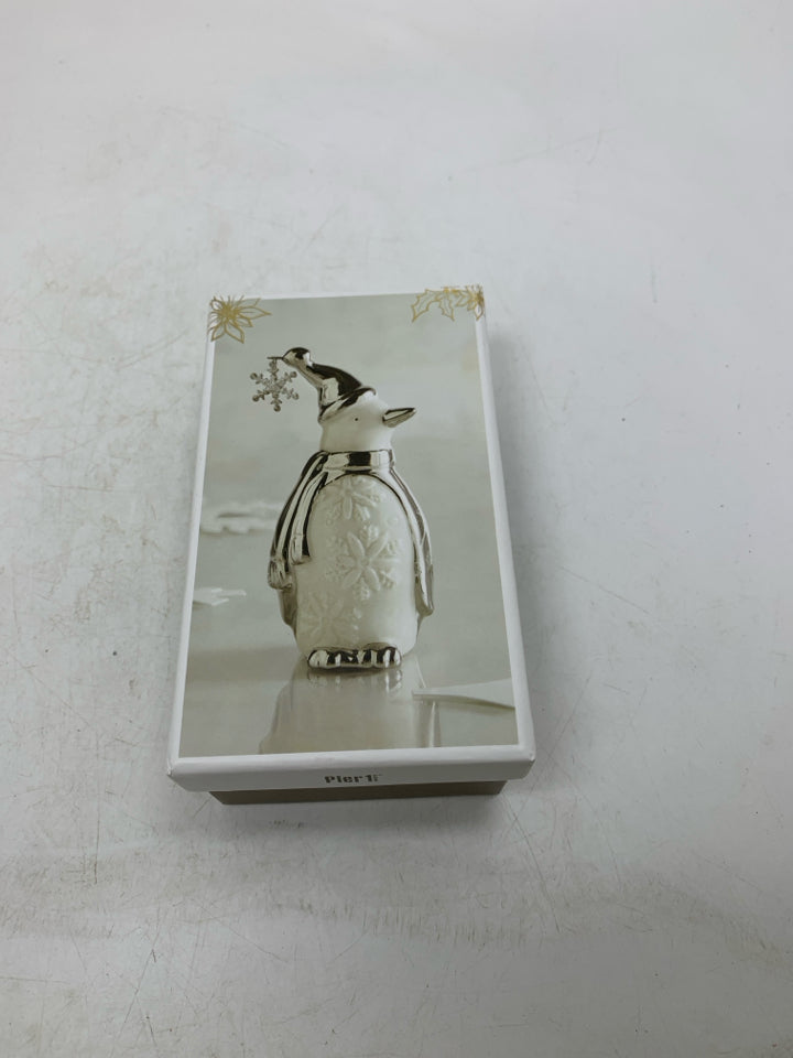 PIER 1 WHITE/SILVER PENGUIN IN BOX.