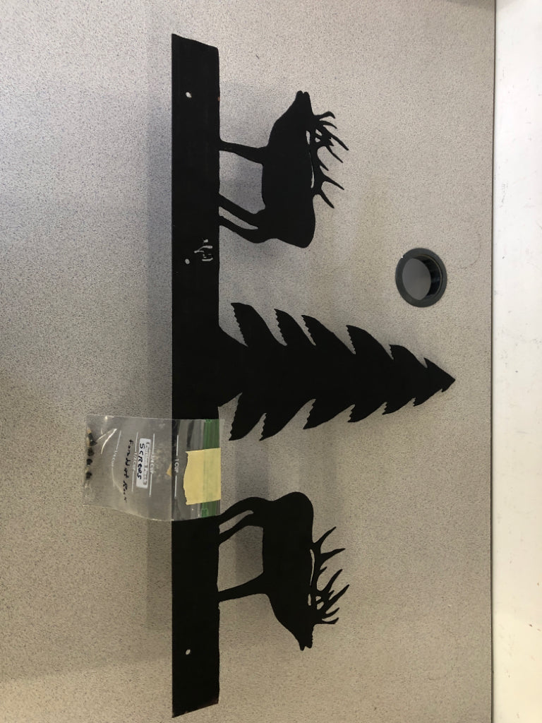 LL BEAN BLACK METAL 3 HOOKS MOOSE/PINE TREE.