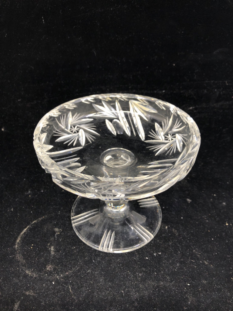 CLEAR CUT GLASS CANDY DISH.