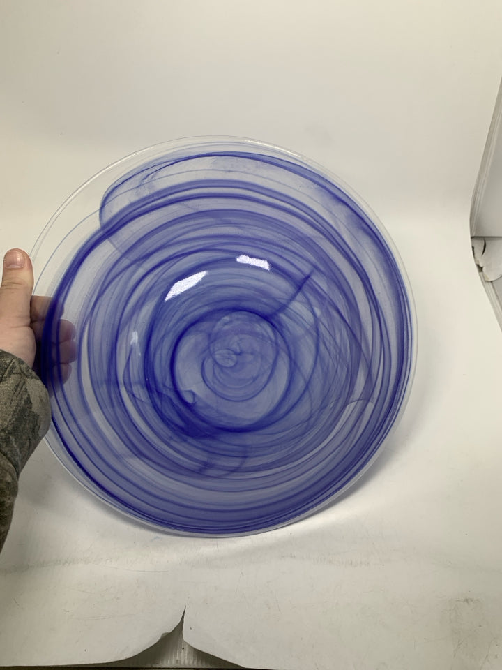 BLUE SWIRL GLASS BOWL.