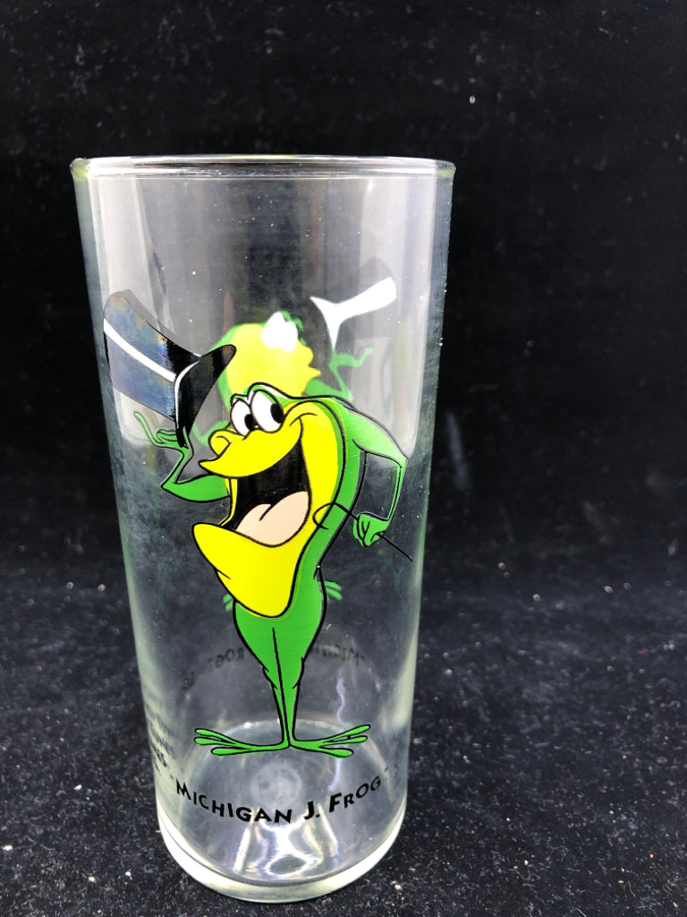 MICHIGAN J FROG DRINKING GLASS.