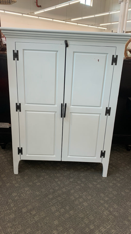 LT BLUE PAINTED 2 DOOR JELLY CABINET *MINOR WEAR.