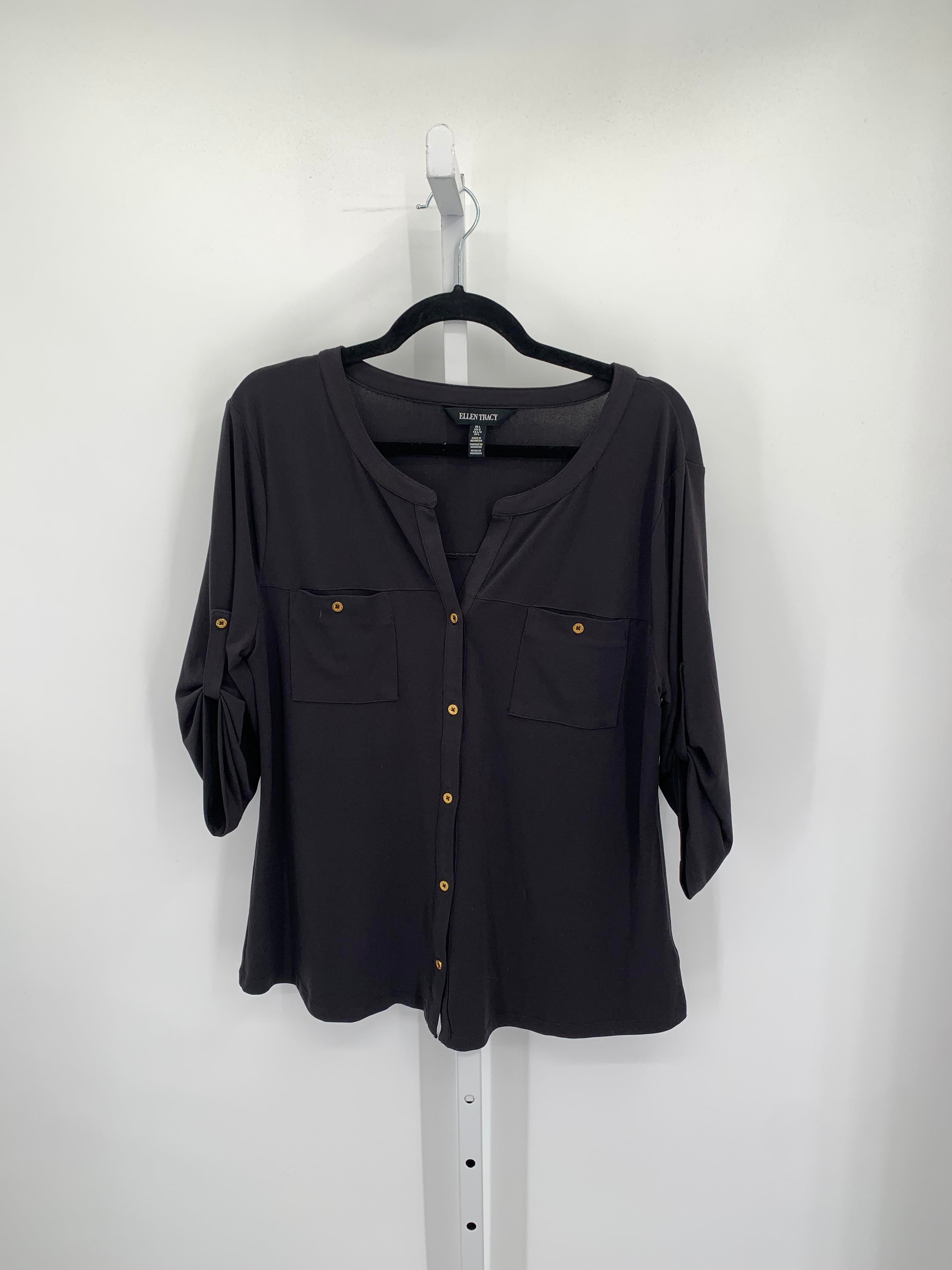 Ellen Tracy Size Large Misses 3/4 Sleeve Shirt