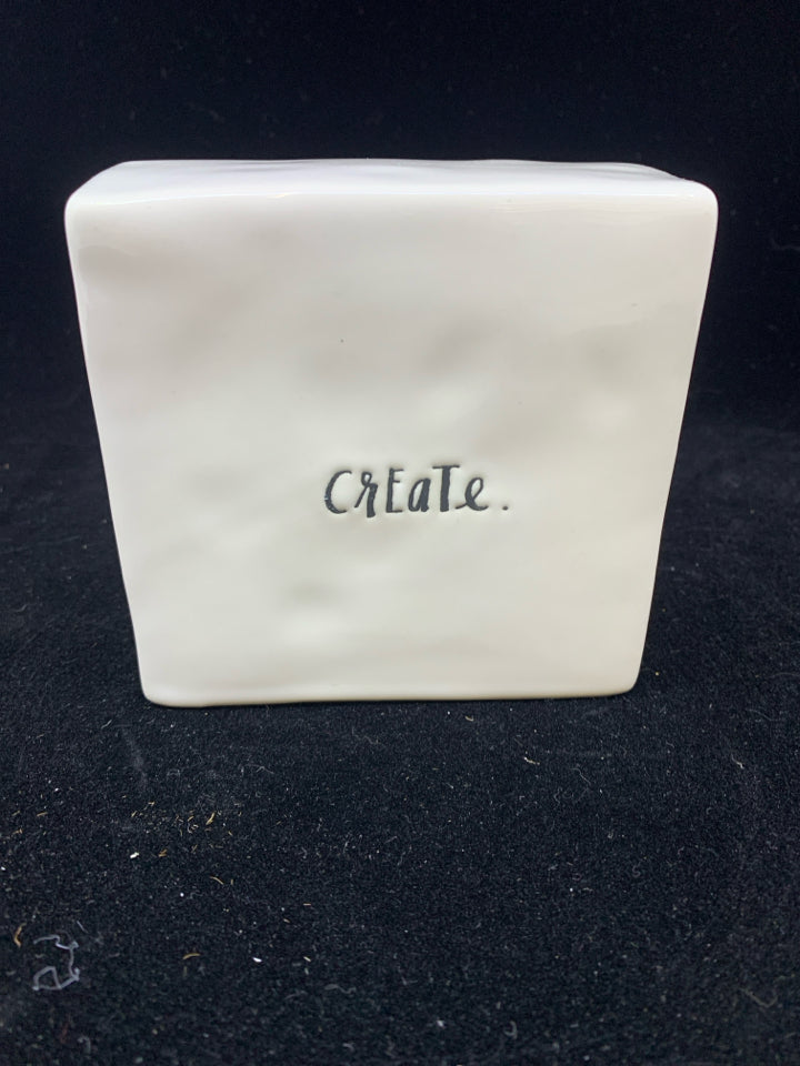 RAE DUNN WHITE CREATE BLOCK SIGN.