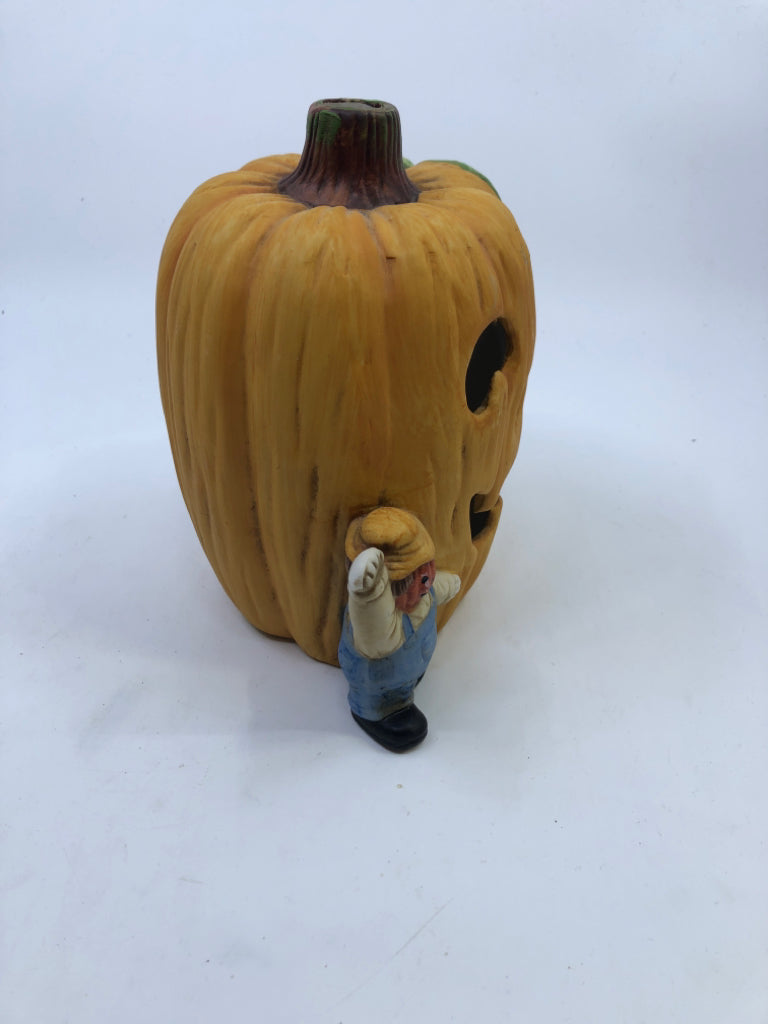 CERAMIC JACK O LANTERN TEALIGHT HOLDER/COVER.