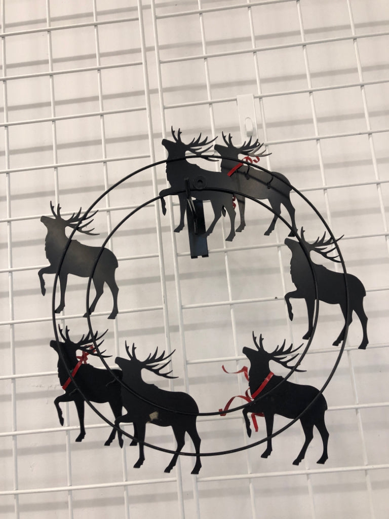 FLYING REINDEER METAL WREATH.