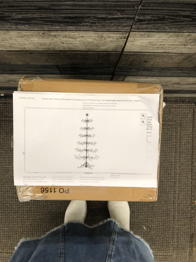 NIB BLACK METAL ORNAMENT TREE.