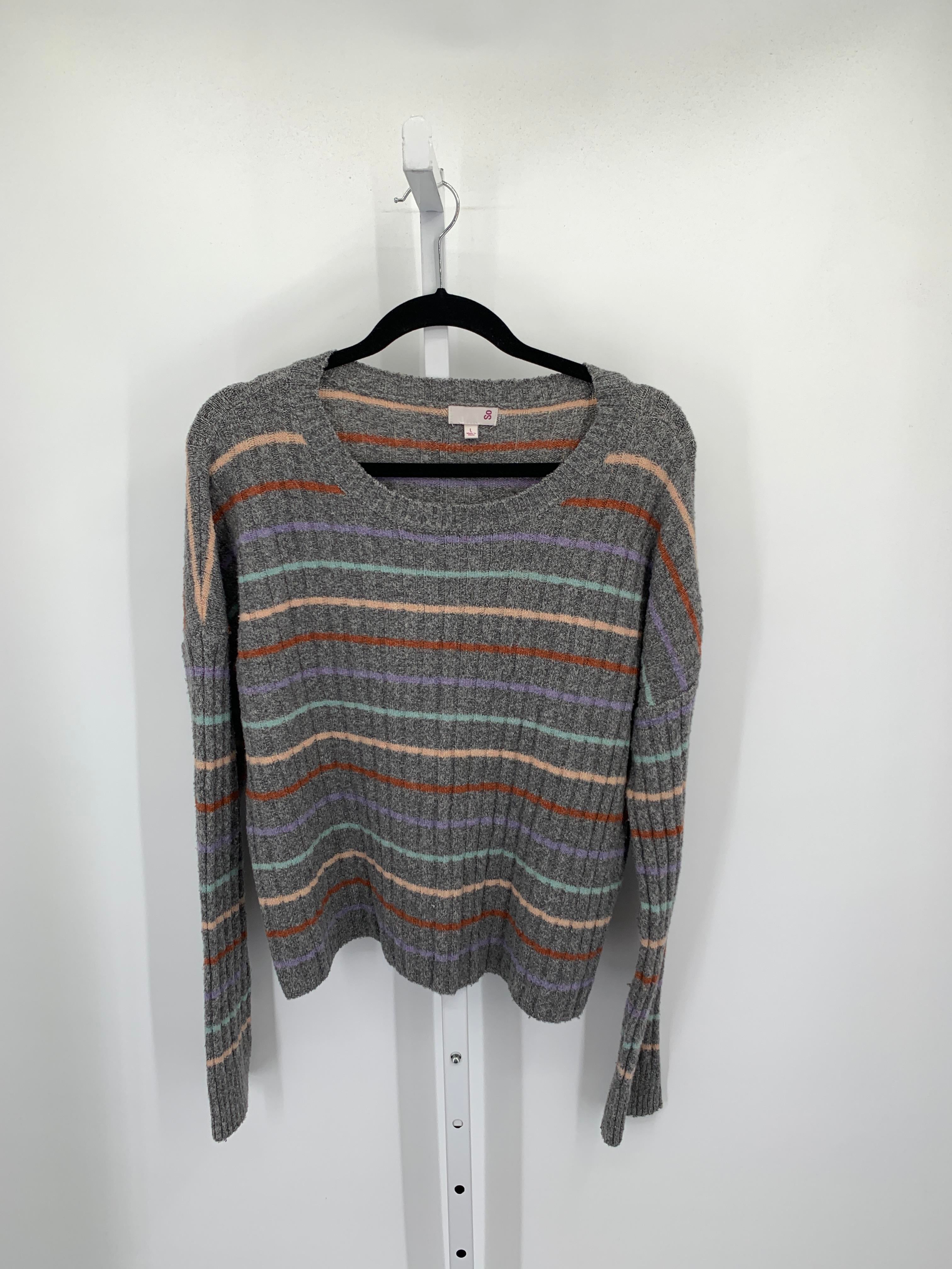 SO Size Large Juniors Long Sleeve Sweater