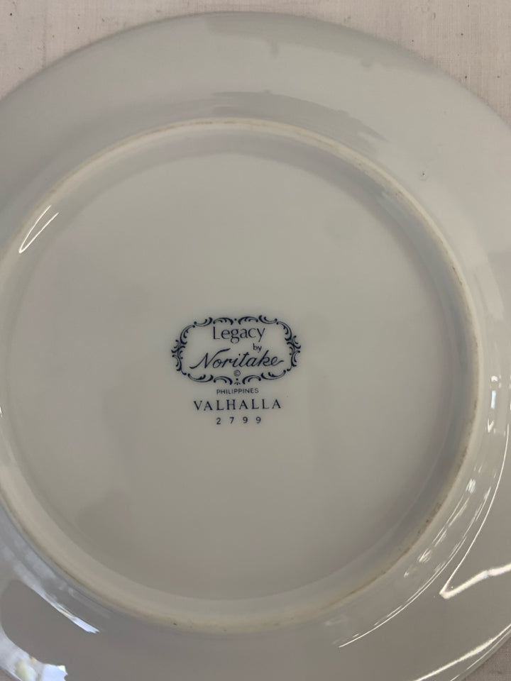 6 LEGACY VALHALLA NAVY AND GOLD LUNCH PLATES.