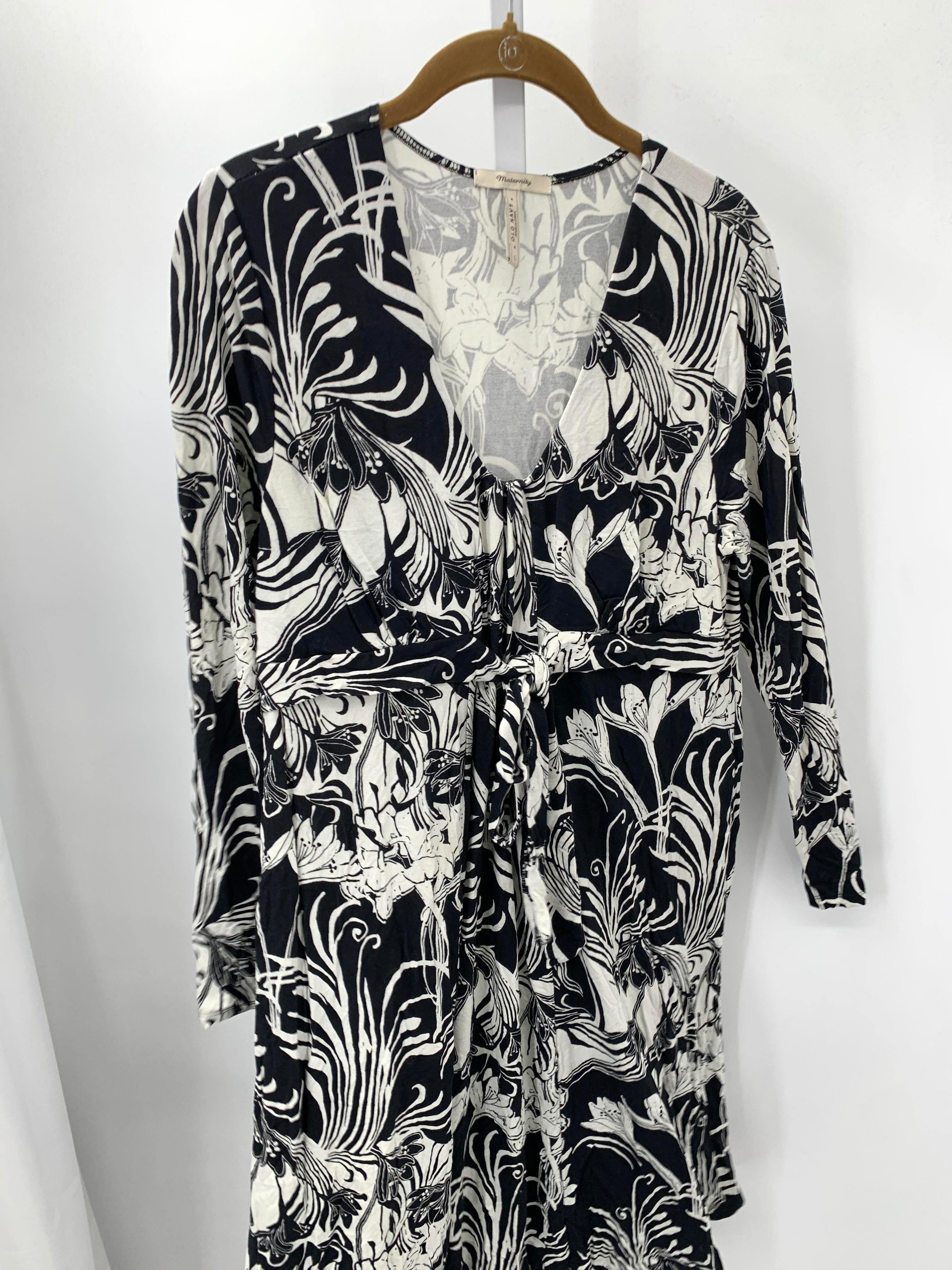 Old Navy Blk/Wht Size Large Maternity Long Sleeve Dress
