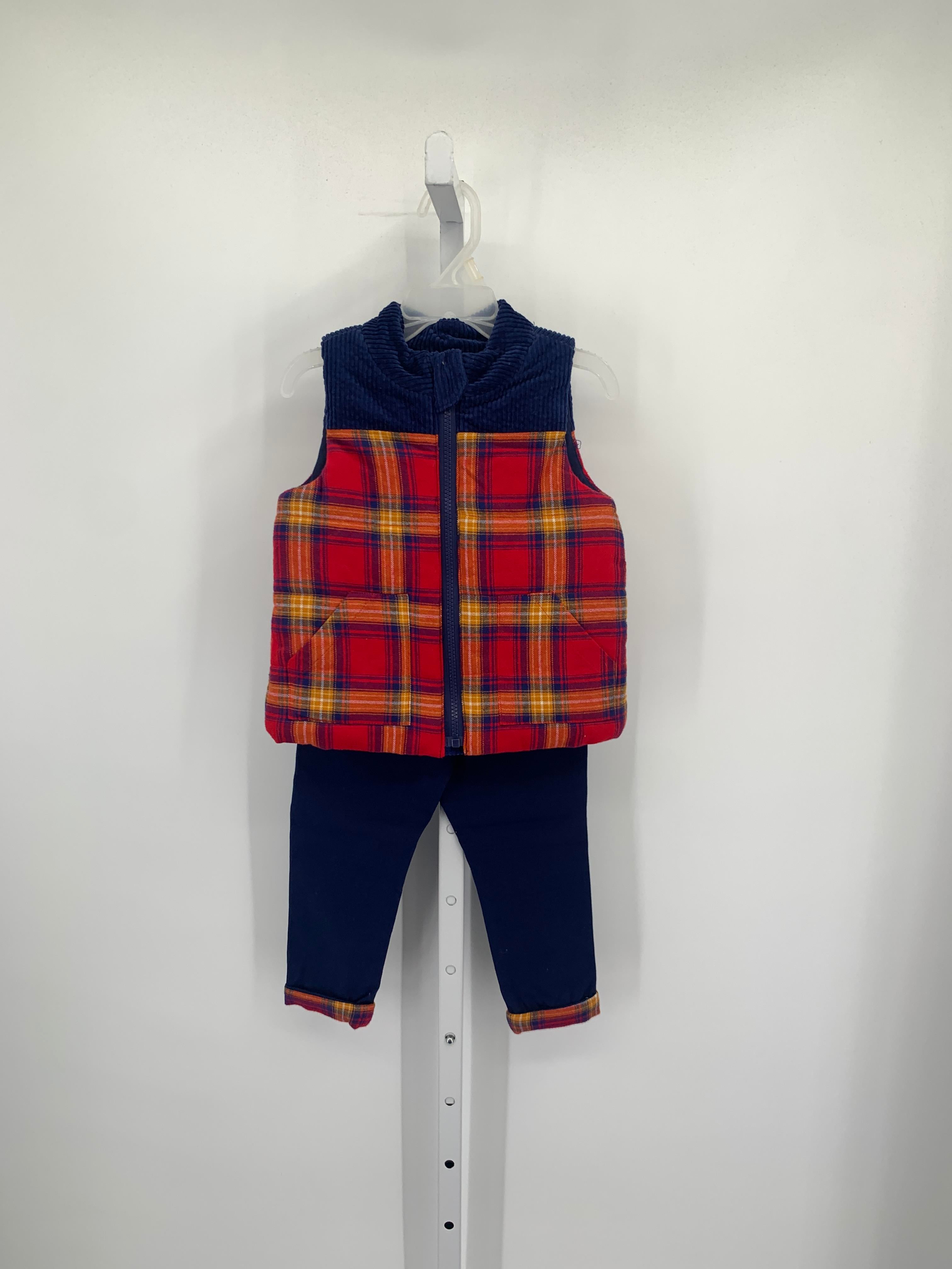 PLAID VEST ELASTIC WAIST PANTS