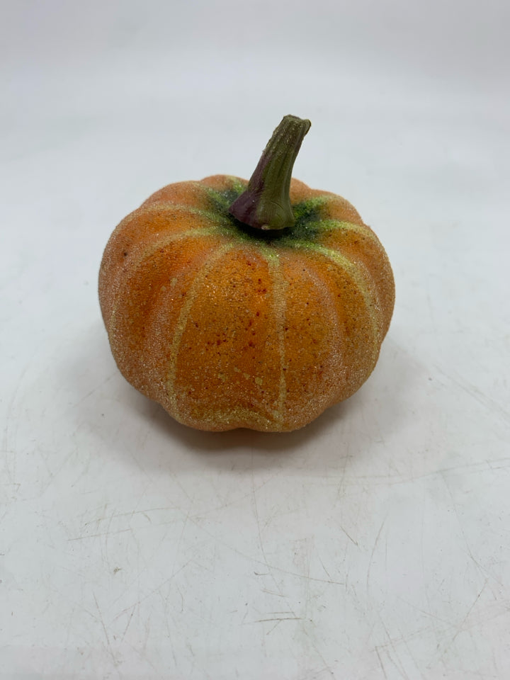 LIGHT ORANGE FUZZY PUMPKIN DECOR.