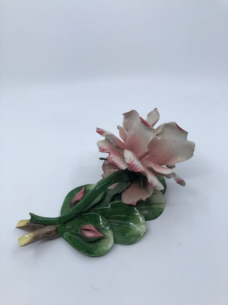 LARGE PINK ROSE PORCELAIN FIGURINE.