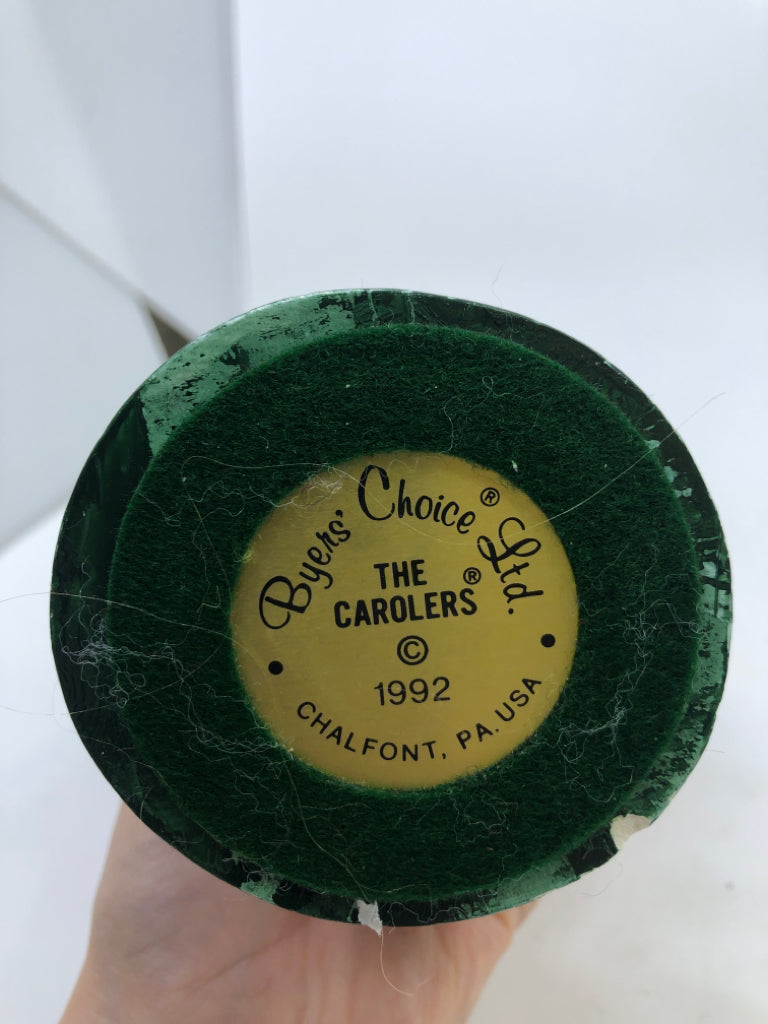 BYERS' CHOICE GIRL IN RED DRESS, PLAID SKIRT W MUFF-1992.