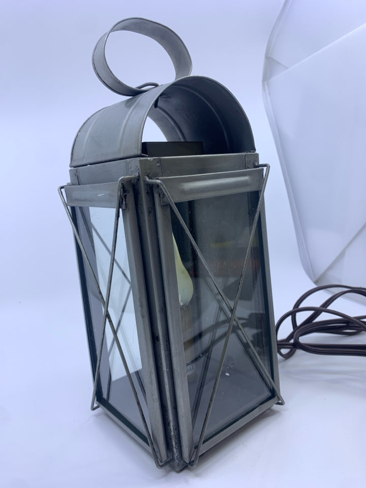 GALVANIZED PLUG IN LANTERN.