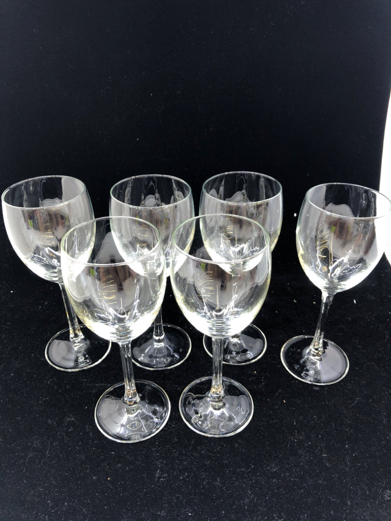 6 WINE GLASSES.