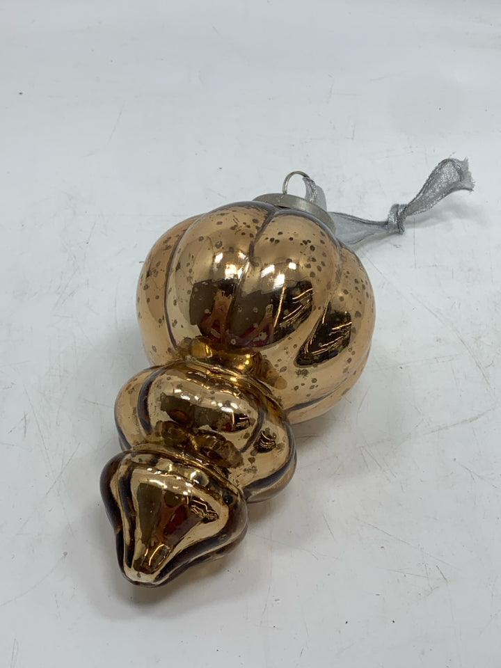 BROWN MERCURY GLASS ORNAMENT.