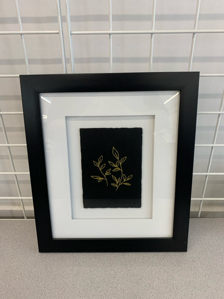 BLACK FRAME GOLD LEAF WALL HANGING.