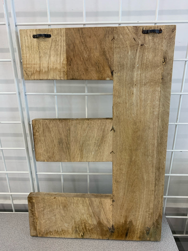 RUSTIC CARVED "E" WOOD WALL-HANGING.