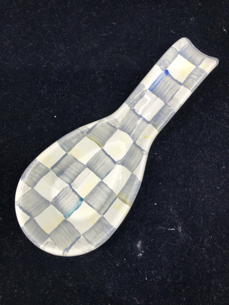 MACKENZIE CHILDS METAL CHECK SPOON REST.