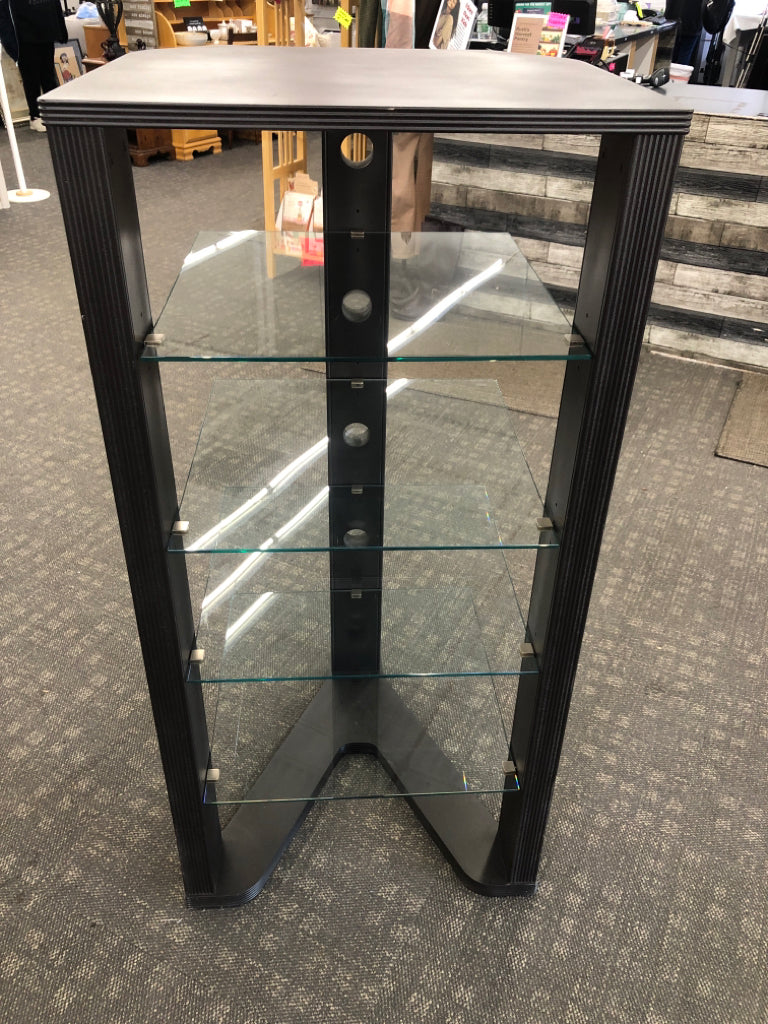4 TIER GLASS SHELVING UNIT.
