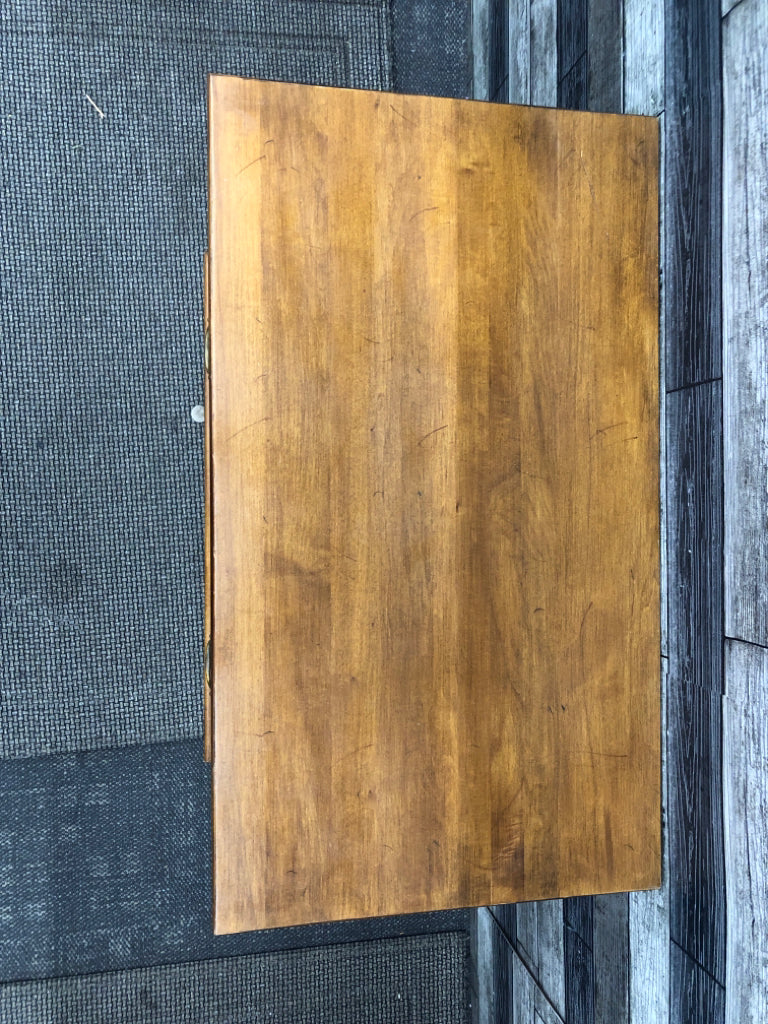 WOOD SIDE TABLE W/ DRAWER- LOCKABLE & CUBBY ETHAN ALLEN HAS KEYS.