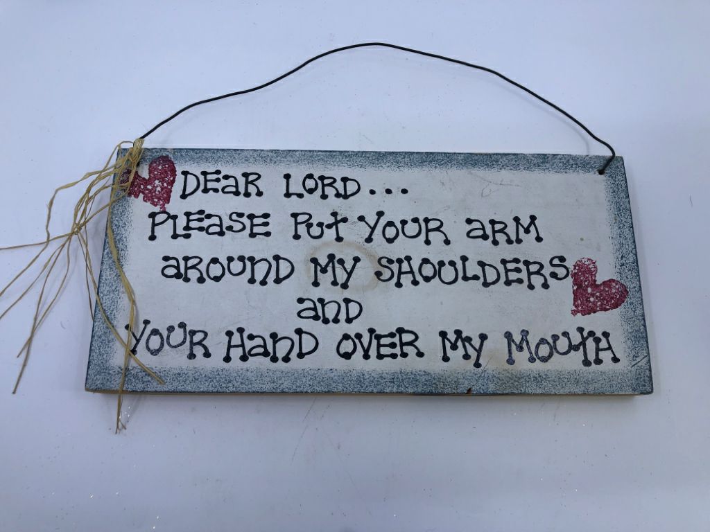 DEAR LORD PAINTED WOOD BLOCK WALL HANGING.