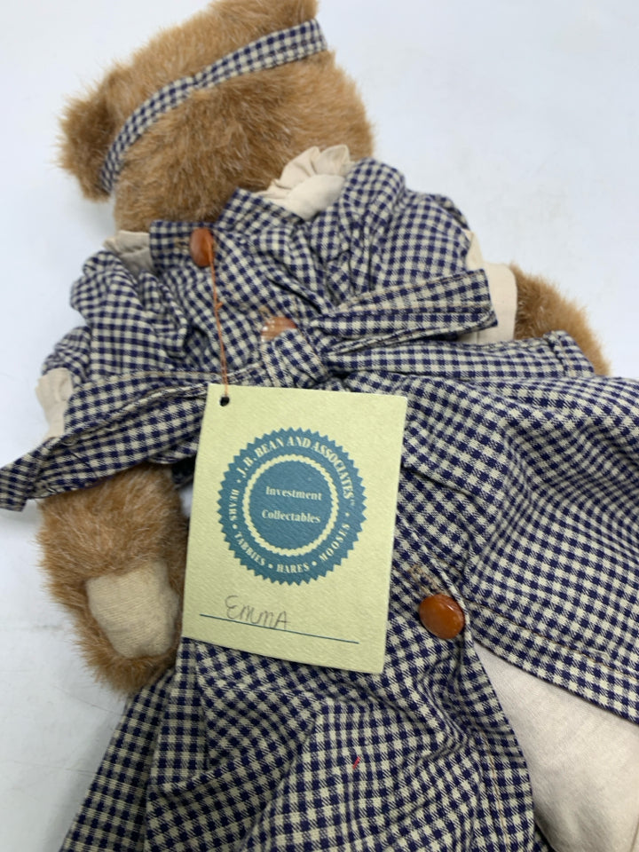PLAID DRESS W/ HEARTS BOYDS BEAR.
