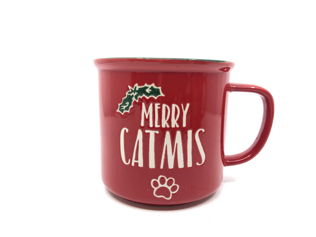 MERRY CATMIS MUG RED/GREEN.