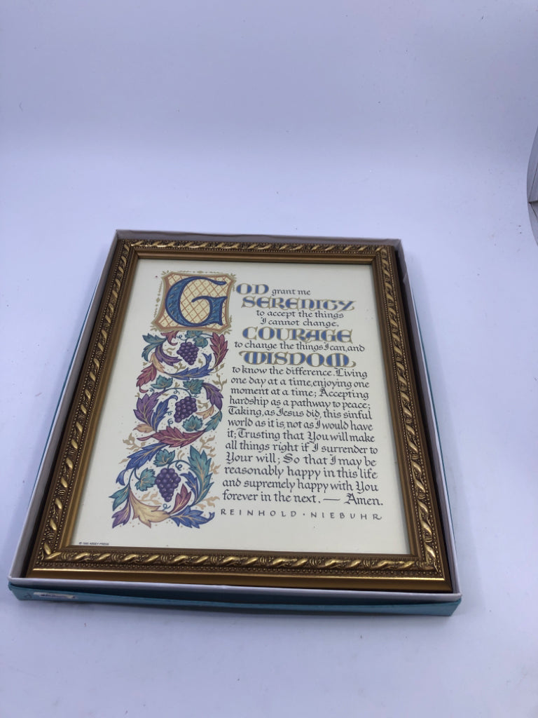 "GOD GRANT ME" IN GOLD FRAME.