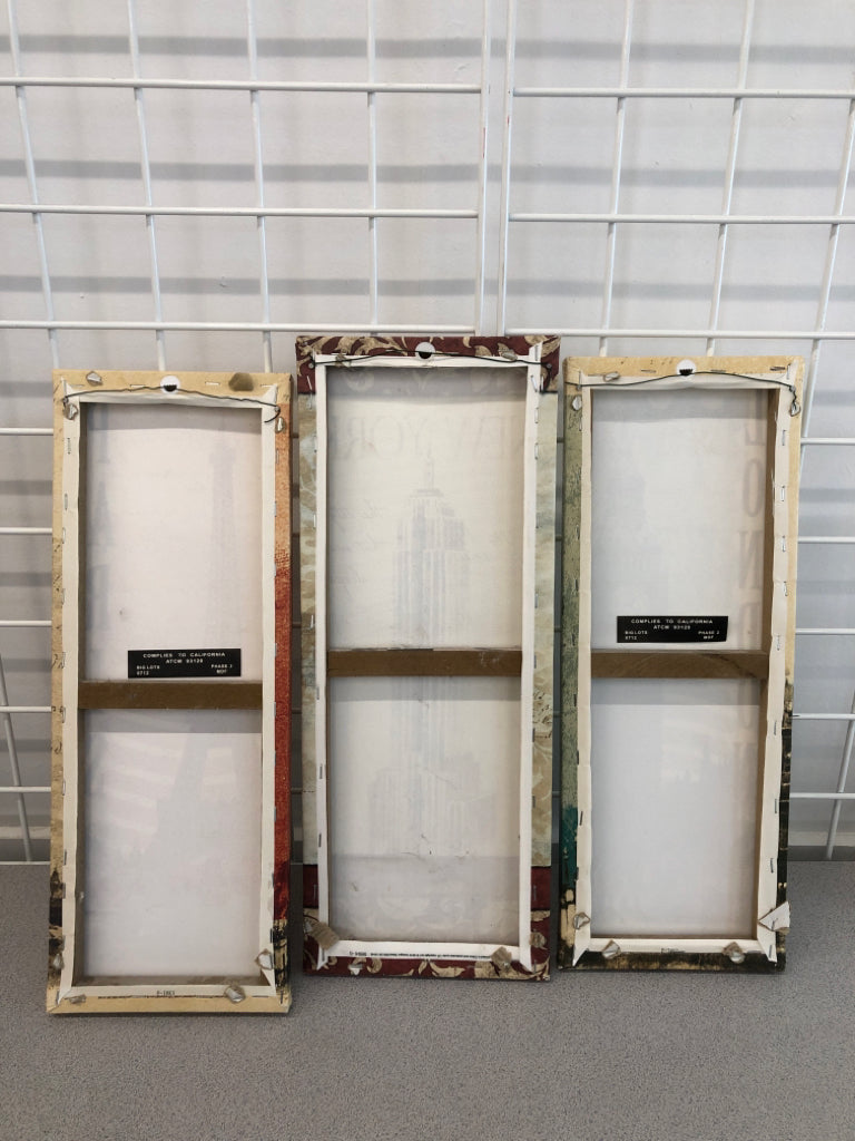3PC PARIS, LONDON, NYC CANVAS PRINTS.